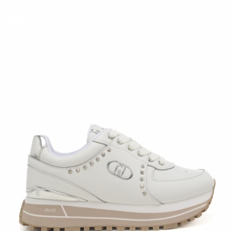 sneakers da donna maxi wonder 87 con logo monogram e borchie sulla parte esterna bianche 