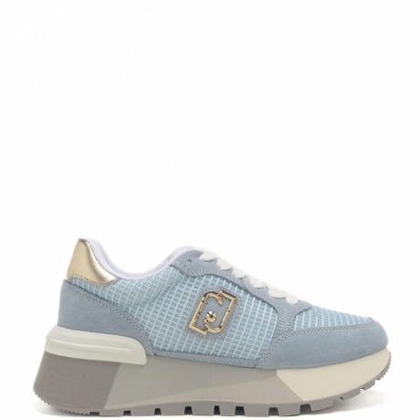 sneakers da donna amazing 25 con inserti in suede celeste oro 