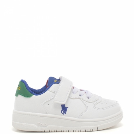 sneakers da bambino con strappo e lacci bianche e verdi 