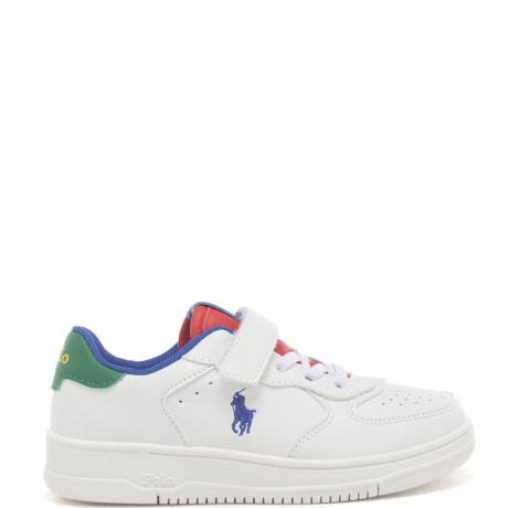 sneakers da bambino con strappo e lacci bianche e verdi