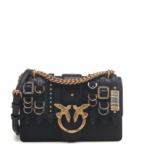 love bag one mini con inserti decorativi con fibbie nera 