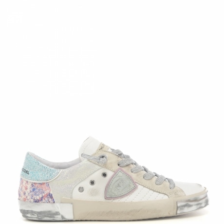 sneakers da donna prsx low con inserto pitonato sul retro bianche 