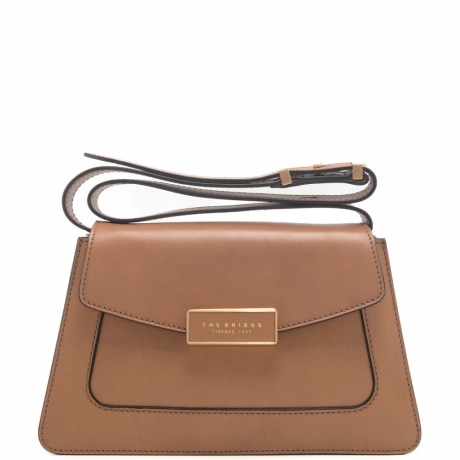 Borsa a tracolla da donna in pelle con forma trapezoidale marzapane