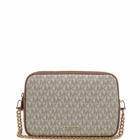 borsa a tracolla da donna crossbody con logo monogram all over vaniglia e marrone
