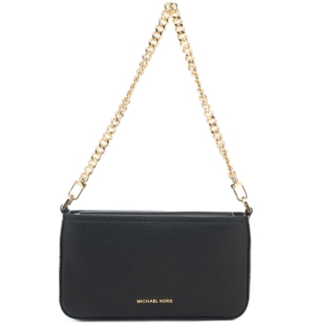 borsa a spalla in vera pelle con manico con catena nera