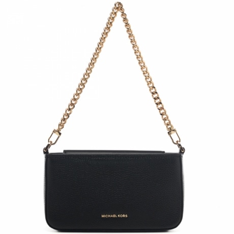 borsa a spalla in vera pelle con manico con catena nera