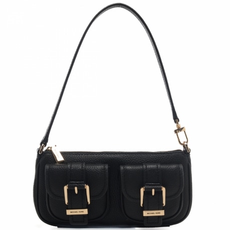 borsa a spalla da donna con tasche frontali nera