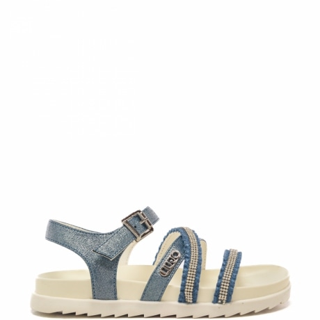 sandali da bambina NORA con fascette anteriori intrecciate denim 