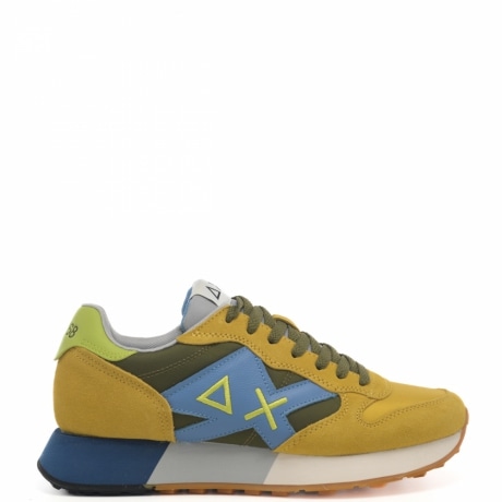 sneakers da uomo jaki 2.0 bicolor con inserti in suede giallo e verde militare