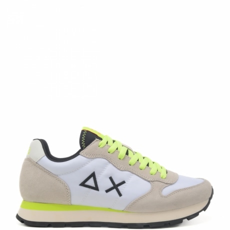 sneakers da uomo TOM FLUO con inserti in suede bianche 