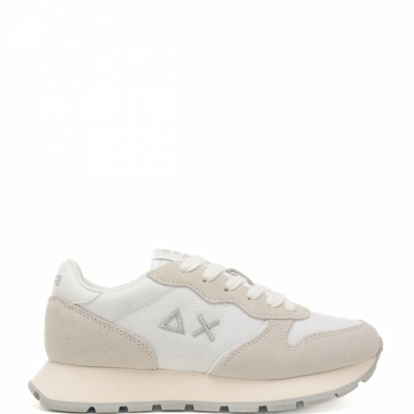 sneakers da donna ally glitter textile con logo sulla parte esterna e sul retro bianche 