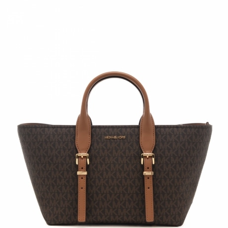 borsa a spalla da donna in vera pelle con forma trapezoidale marrone