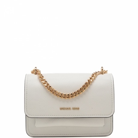  borsa a tracolla da donna in vera pelle martellata con logo in metallo dorato lettering bianca