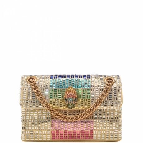 borsa a spalla da donna mini kensington con cristalli bianca 