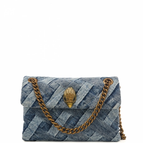 borsa a spalla da donna mini kensington in denim intrecciato 
