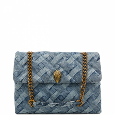 borsa a tracolla da donna kensington in denim intrecciato