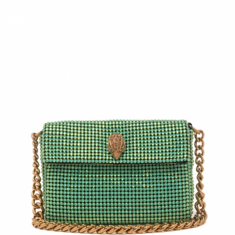 borsa a spalla da donna sm party con cristalli all over verde 