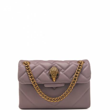 borsa a spalla da donna mini kensington in vera pelle con trama geometrica lilla 