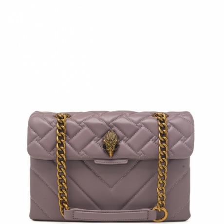 borsa a tracolla da donna kensington in vera pelle con trama geometrica lilla