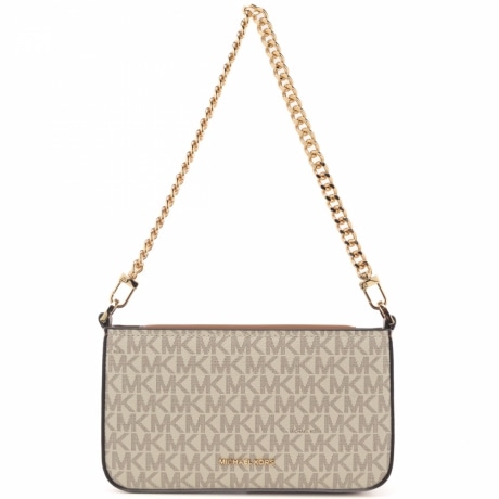  pochette da donna  con logo monogram all over e manico con catena vaniglia acorn 