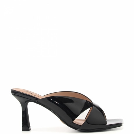 scarpe alte da donna con fasce frontali a incrocio nere 