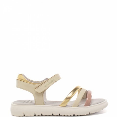  sandali da bambina in pelle e materiale tecnico con fascette e inserti a contrasto bianchi