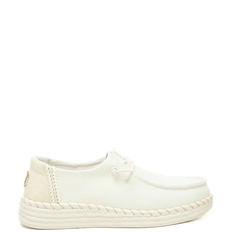 mocassini da donna WENDY ESPADRILLE in tessuto intrecciato e cuciture a contrasto bianchi