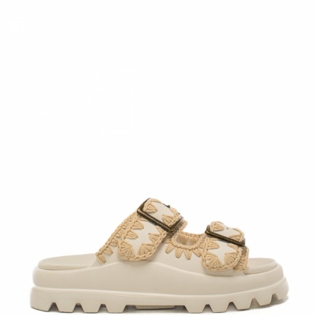 sandali da donna eva one piece slide two buckle con cuciture all'uncinetto bianchi