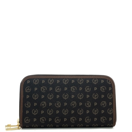 portafoglio da donna con stampa pattern logo monogram heritage nero marrone