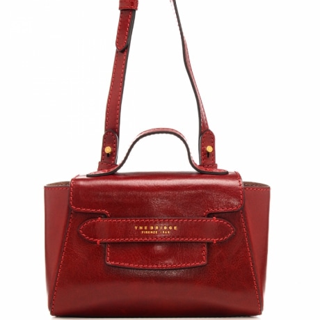 borsa a mano da donna in vera pelle con tracolla e logo lettering stampato a fuoco rossa