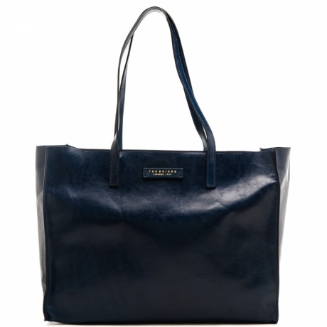 shopping bag da donna in vera pelle oltremare 