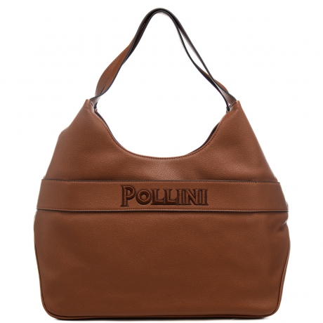 borsa a spalla da donna in pelle martellata con bottoni automatici sui profili cuoio 
