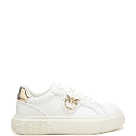 sneakers da donna in vera pelle con retro laminato bianche 