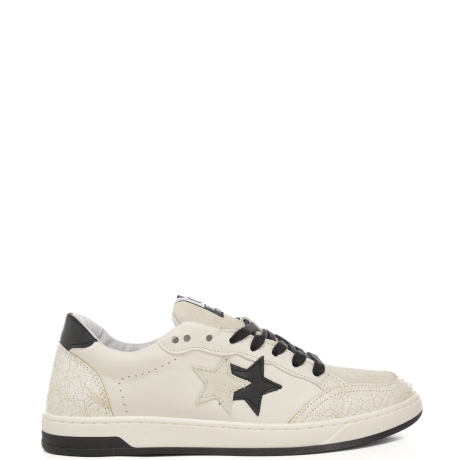 sneakers da uomo WEEK STAR con inserti in suede e vintage bianco nero
