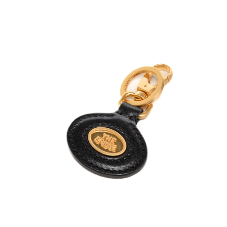 portachiavi da uomo in vera pelle con logo ovale nero 