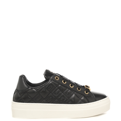 sneakers da bambina in vera pelle con tomaia trapuntata nere 