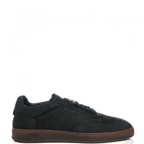 sneakers da uomo AKIRA in suede con lacci in pile nere 
