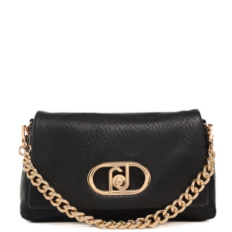 borsa a spalla da donna con texture irregolare e manico a catena nera 