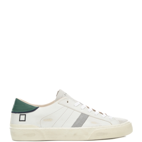 sneankers da uomo HILL LOW in vera pelle con inserti a contrasto colore bianco verde
