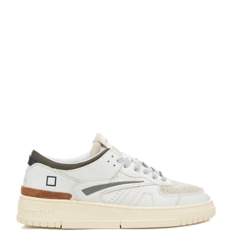 sneakers da uomo TORNEO in vera pelle con inserti in suede bianco army 