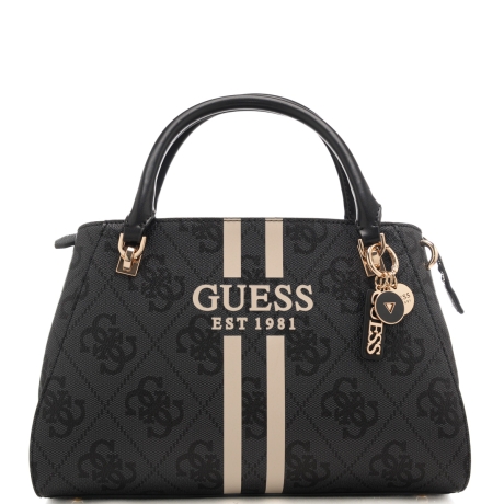borsa a mano da donna con trama logata 4G e stampa centrale logo lettering nera 