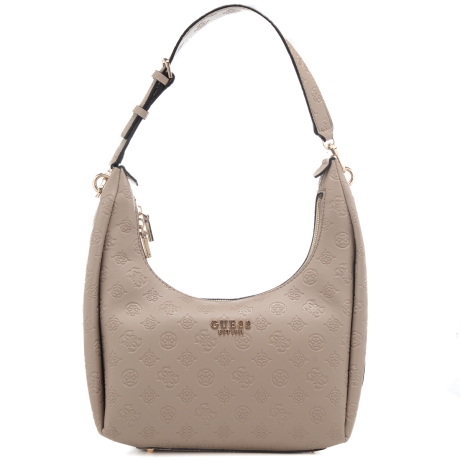 borsa a spalla da donna con trama con logo 4g inciso all over grigia