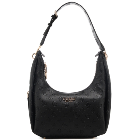 borsa a spalla da donna con trama con logo 4g inciso all over nera 