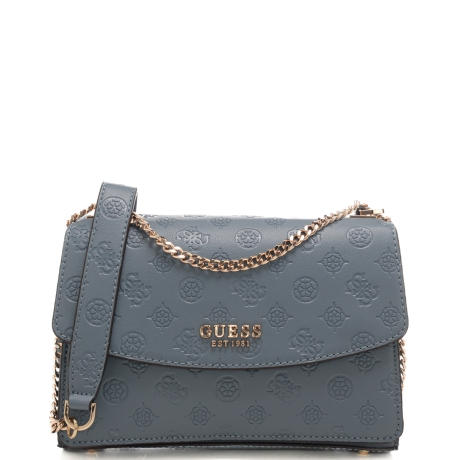 borsa a tracolla da donna con trama con logo 4g inciso all over  blu denim
