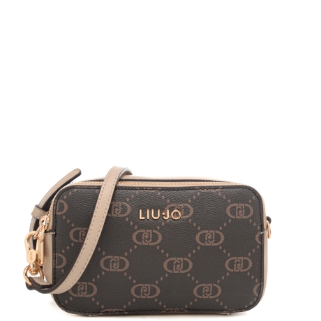 borsa a tracolla da donna con pattern logo monogram neutro 