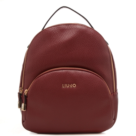zaino piccolo da donna con texture martellata e tasca frontale rosso 