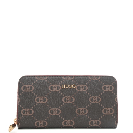 portafoglio grande da donna con pattern logo monogram rosso 