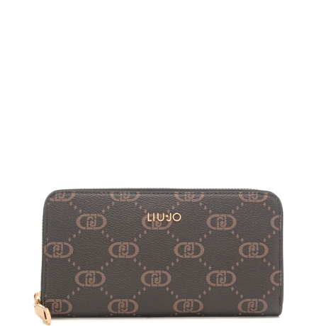 portafoglio grande da donna con pattern logo monogram  nero 
