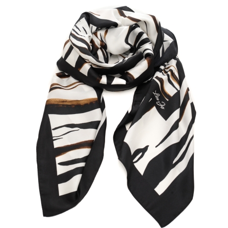 foulard da donna con stampa a fantasia animalier zebra nero  