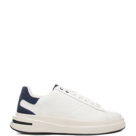 sneakers da uomo con inserto a contrasto in suede sul retro bianche blu 